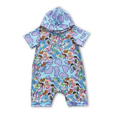Short sleeves dinosaur baby kids hooded romper