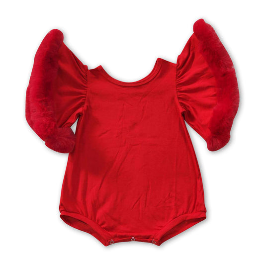 Red flare sleeves baby girls Christmas romper