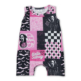 Scream bat patchwork sleeveless baby girls Halloween romper