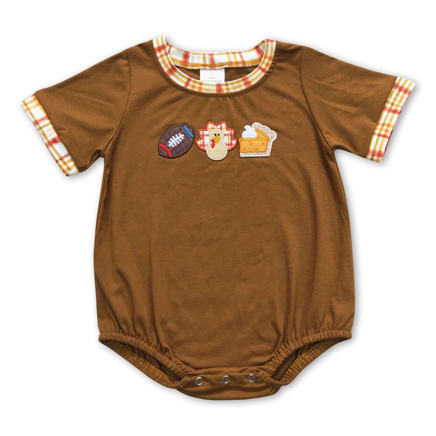 Football turkey pumpkin pie baby boy Thanksgiving romper