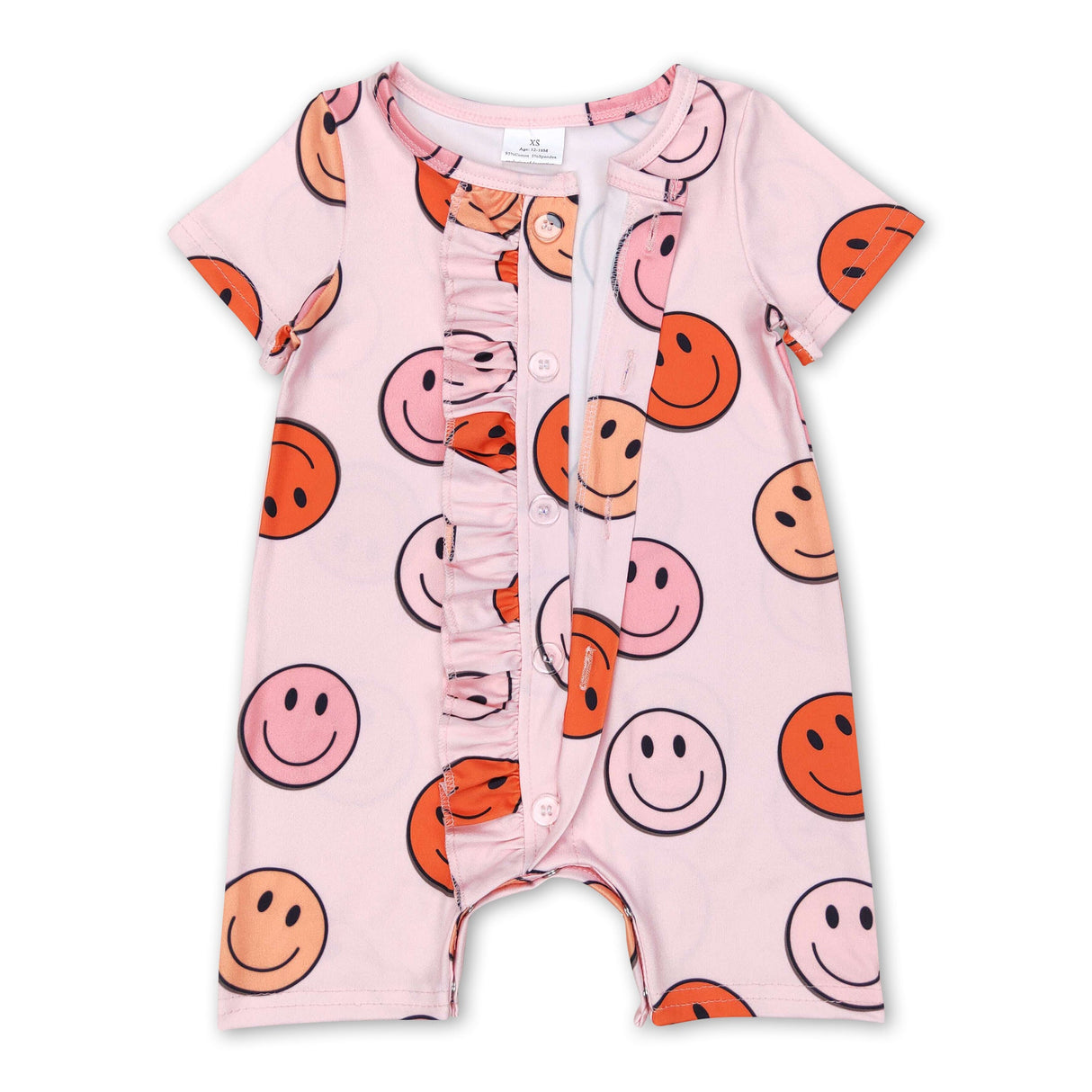 Short sleeves smile ruffle baby girls romper