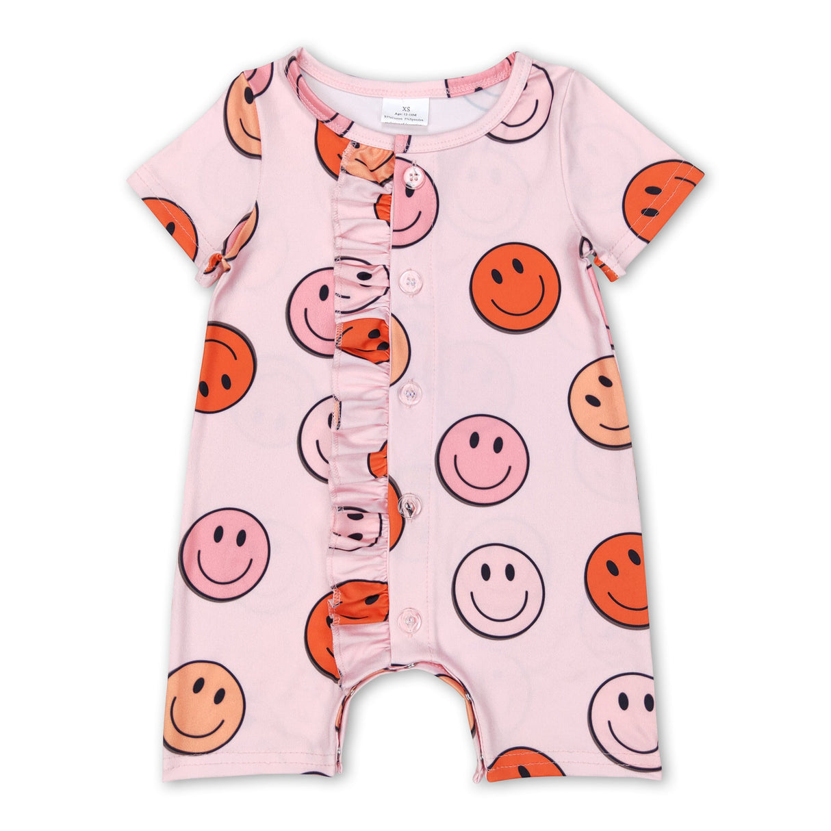 Short sleeves smile ruffle baby girls romper