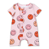 Short sleeves smile ruffle baby girls romper