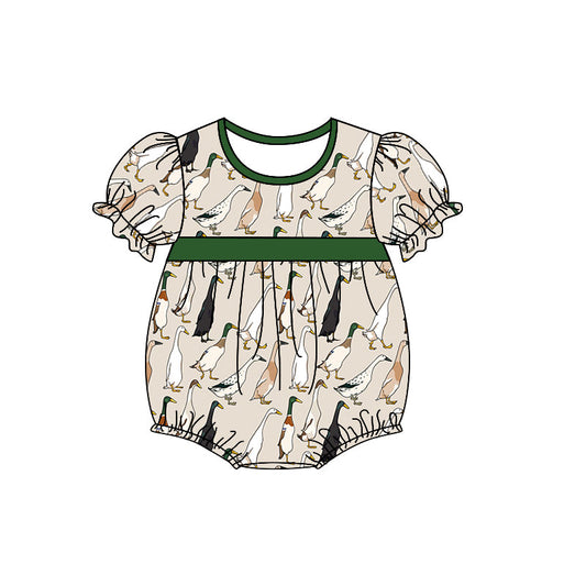 Short sleeves olive duck baby girls romper