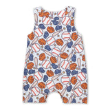 Sleeveless stripe baseball baby boy romper