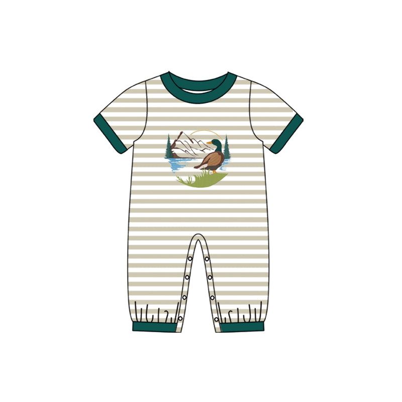 Green khaki stripe duck baby boy hunting romper – Yawoo Garments