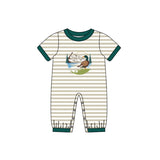 Green khaki stripe duck baby boy hunting romper