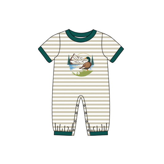 Green khaki stripe duck baby boy hunting romper