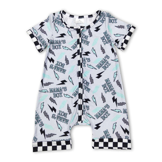 Plaid short sleeves mama's boy thunder baby romper