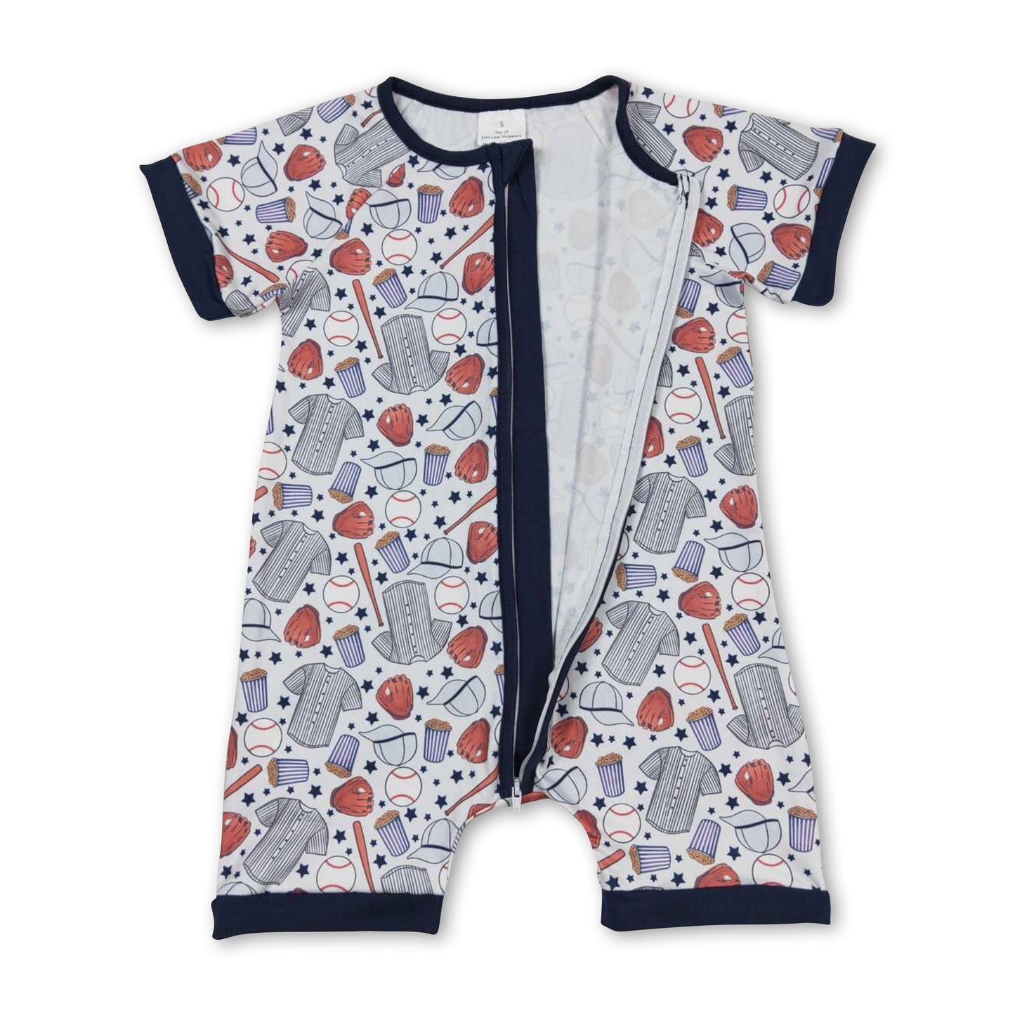 Short sleeves baseball baby boy romper