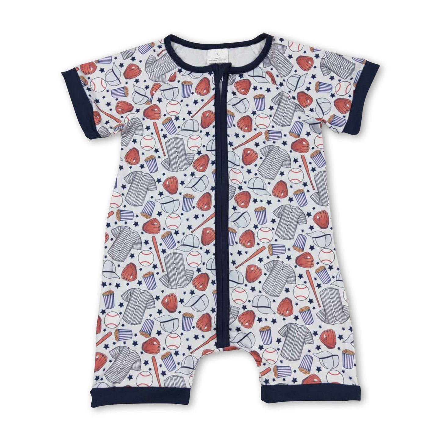 Short sleeves baseball baby boy romper