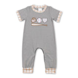 Grey short sleeves baseball baby boys romper