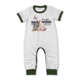 Grey stripe short sleeves duck dog baby boy romper
