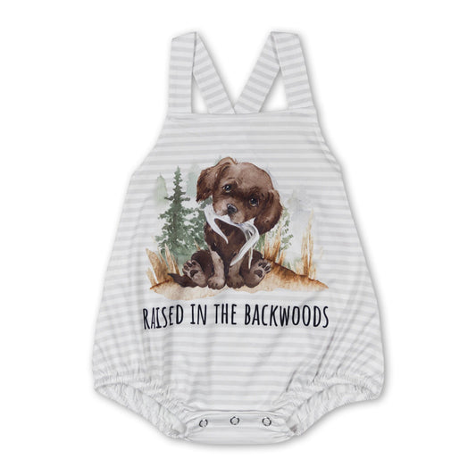 Sleeveless stripe dog baby boys romper