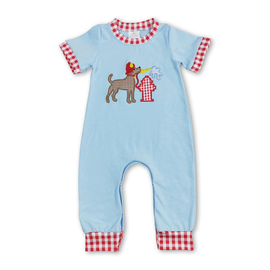 Plaid short sleeves back the red dog baby boys romper