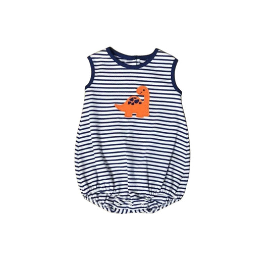 Sleeveless stripe dinosaur baby boy romper