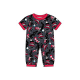 Red short sleeves cat hat baby boys romper