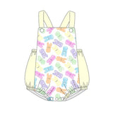 Colorful bunny yellow baby kids eater romper