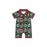 Short sleeves cowboy cactus baby boy polo romper