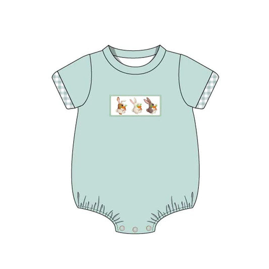 Short sleeves bunny baby boys easter romper