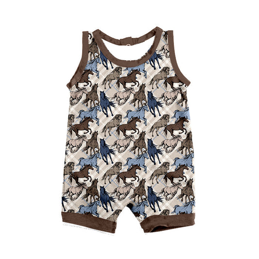 Sleeveless horse baby boy summer romper