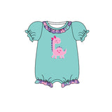 Short sleeves dinosaur heart baby valentines romper