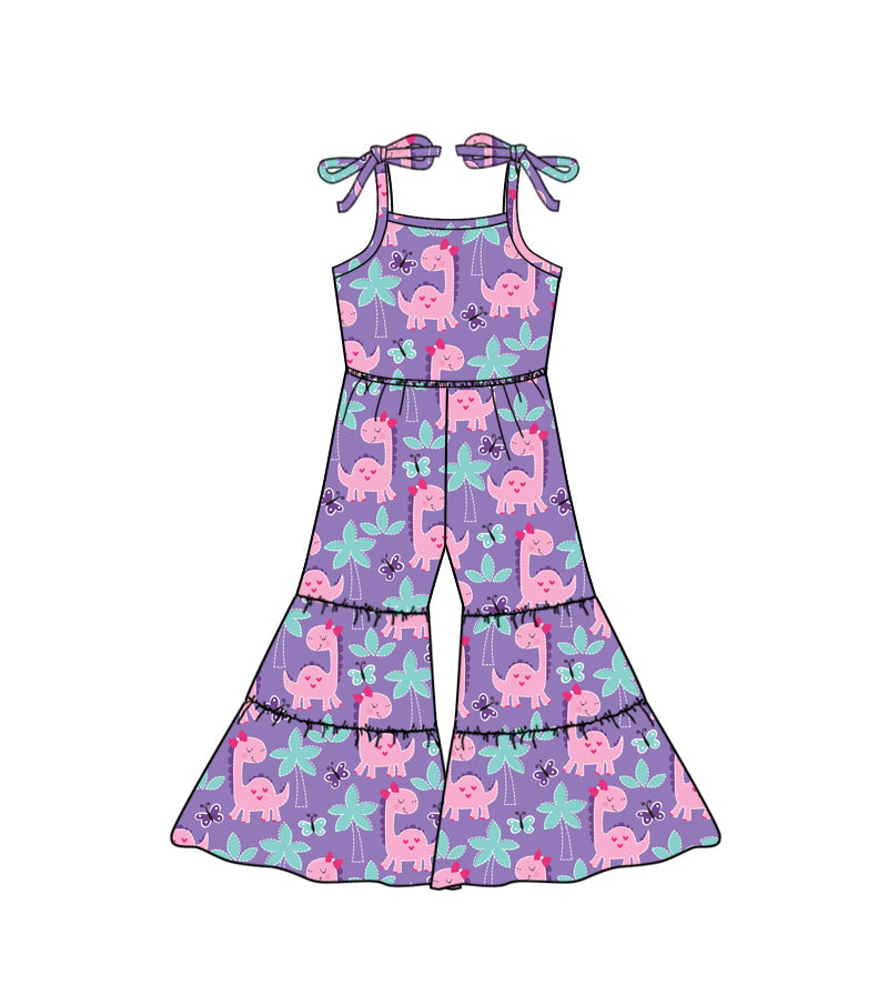 Purple dinosuar heart baby girls valentines jumpsuit