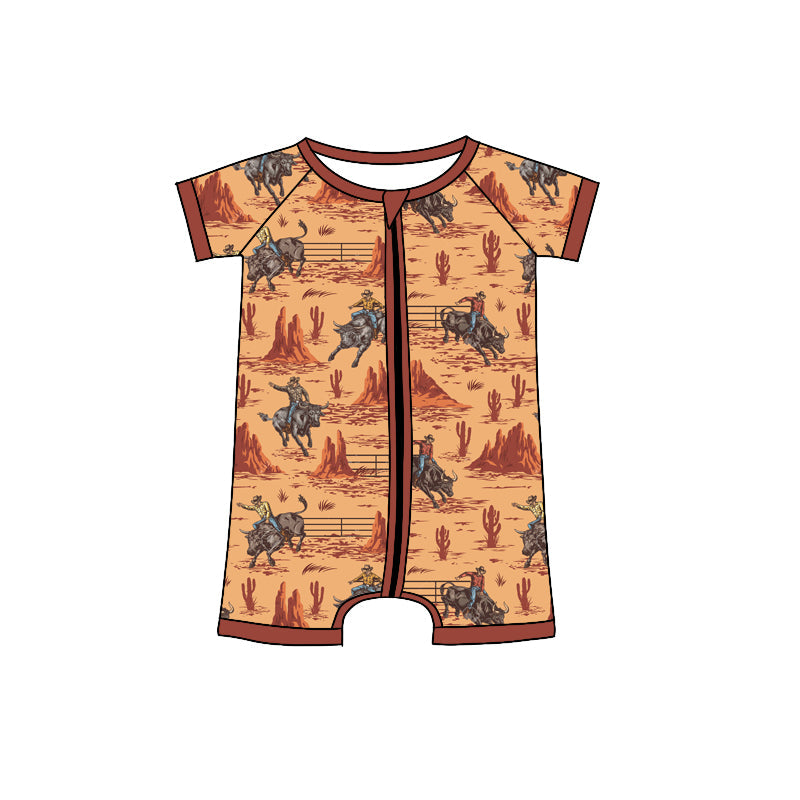 Short sleeves cactus rodeo baby boy romper