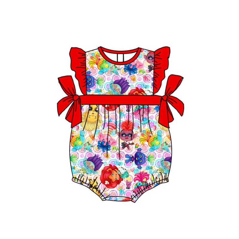 Red flutter sleeves smile baby girls summer romper