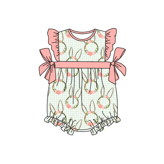 Flutter sleeves bunny floral baby girls easter romper