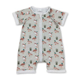 Short sleeves duck baby boy summer zipper romper