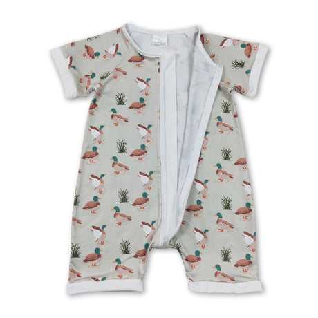 Short sleeves duck baby boy summer zipper romper