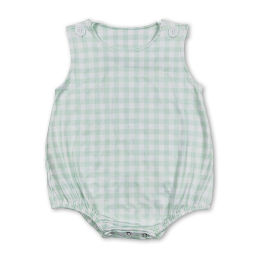 Plaid sleeveless baby boy summer romper