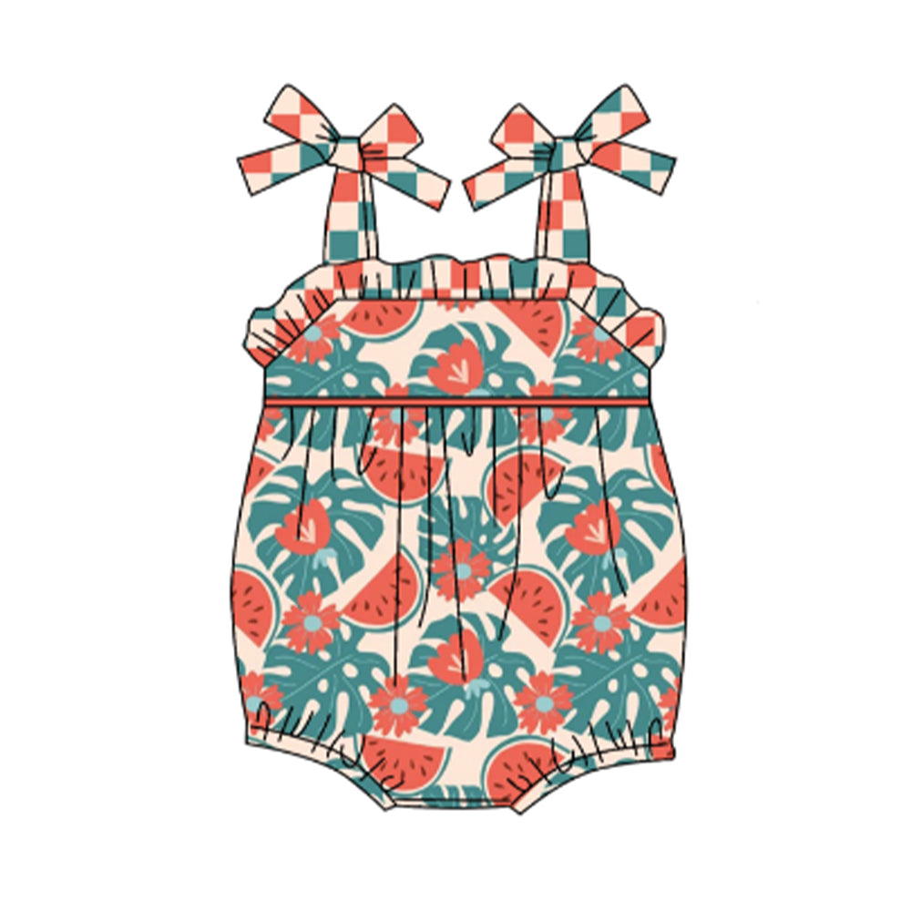 Suspender watermelon baby girls summer romper