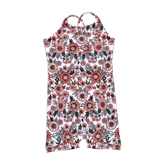 Floral straps baby kids summer romper