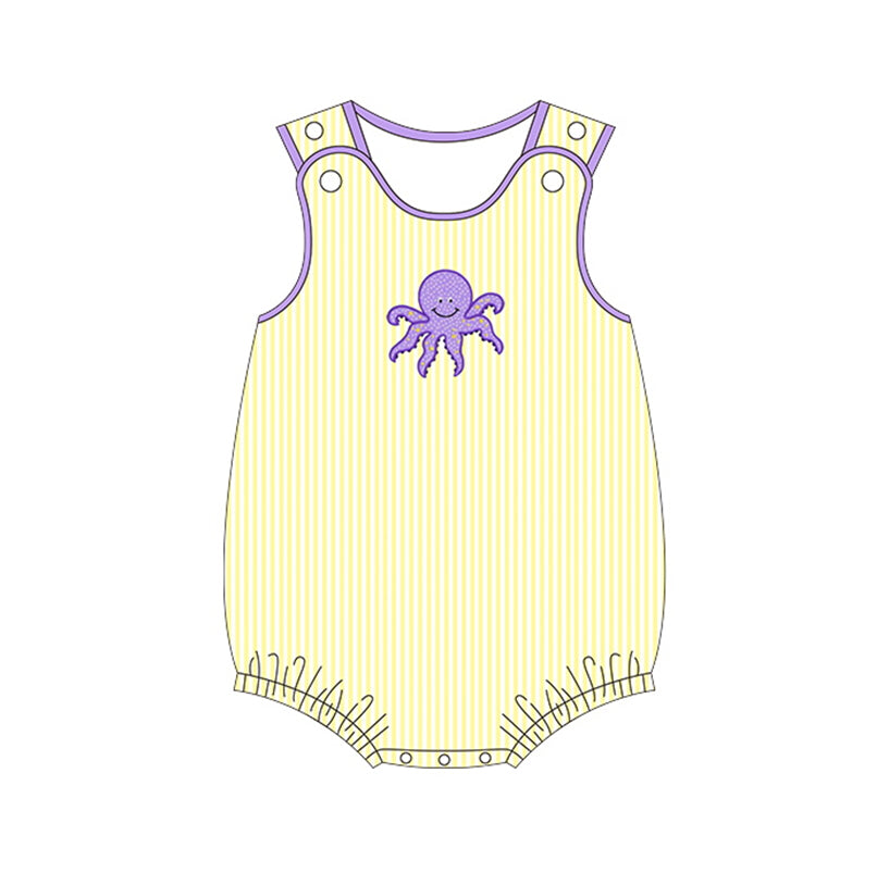 Sleeveless stripe octopus baby boys summer romper