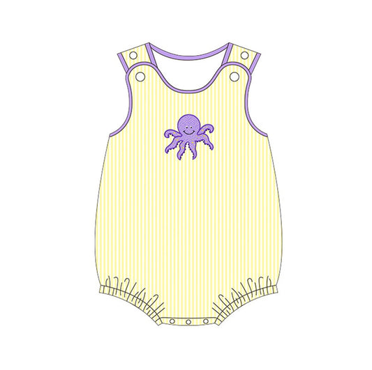 Sleeveless stripe octopus baby boys summer romper