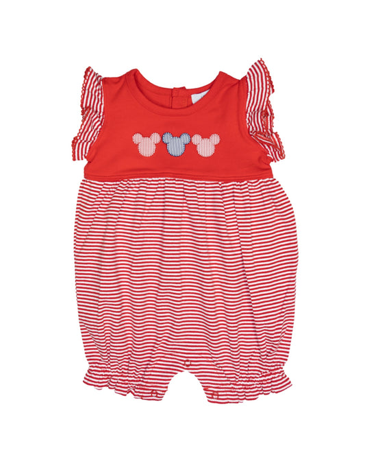 Red stripe mouse baby girls summer romper