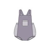Grey stripe pocket straps baby boy summer romper