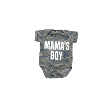 Short sleeves camo mama's boy baby romper