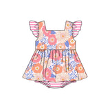 Flutter sleeves stripe baby girls summer romper