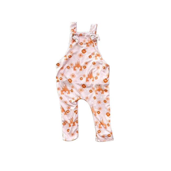 Straps floral castle baby girls summer romper