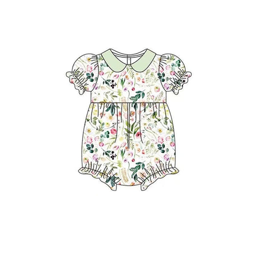 Short sleeves floral baby girls spring summer romper