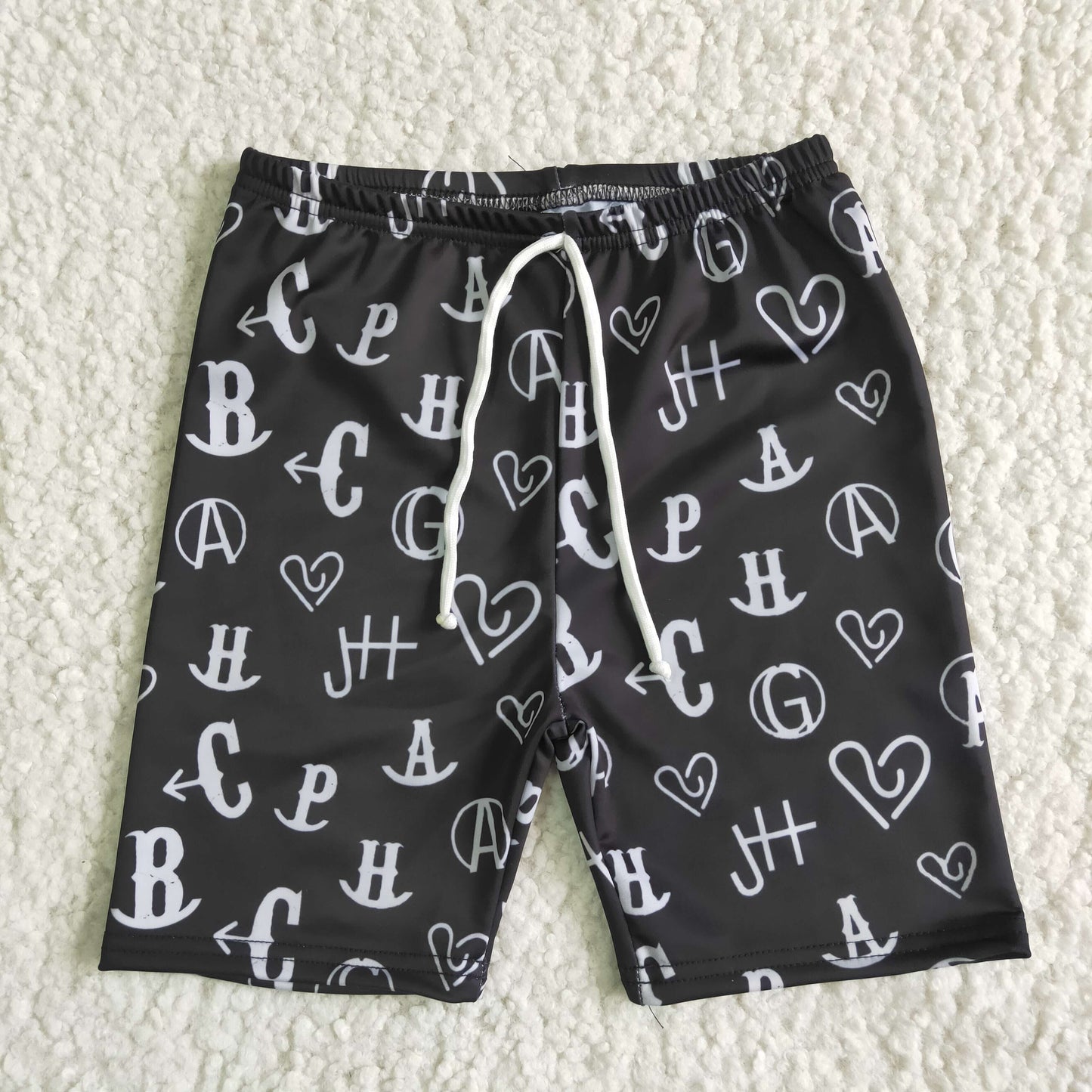 Black letters baby boy trunks summer swimsuit