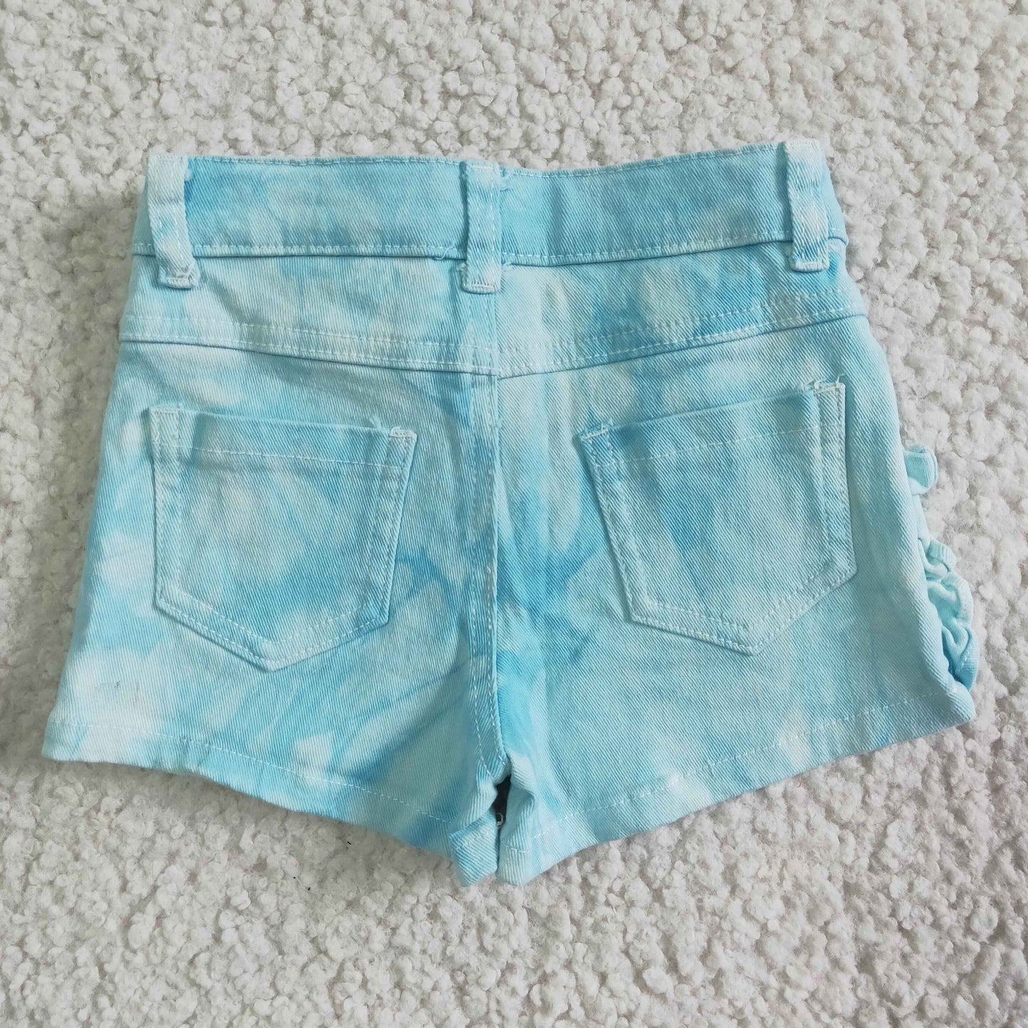 Light blue elastic waistband jeans baby girls denim shorts