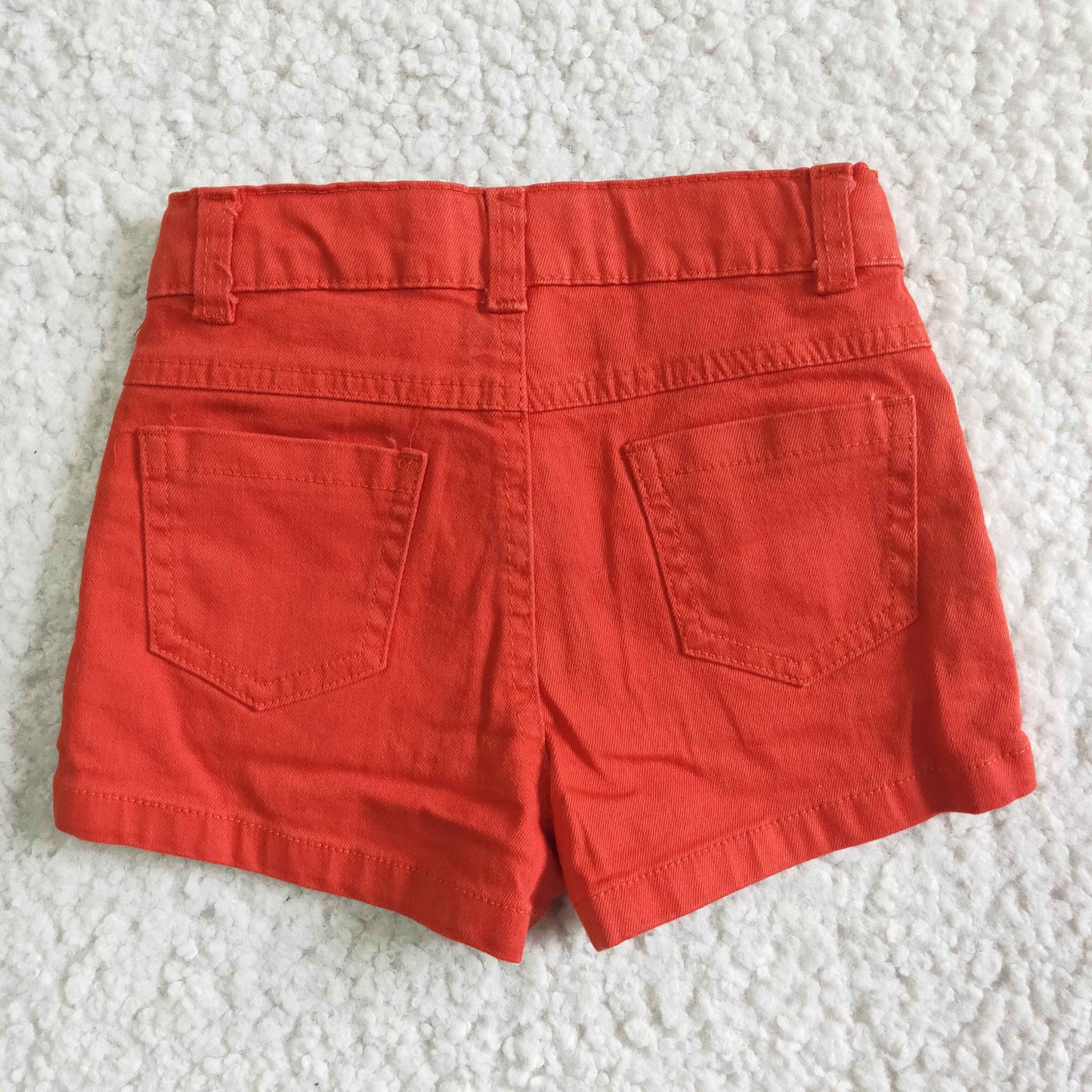 Orange elastic waistband jeans baby girls denim shorts