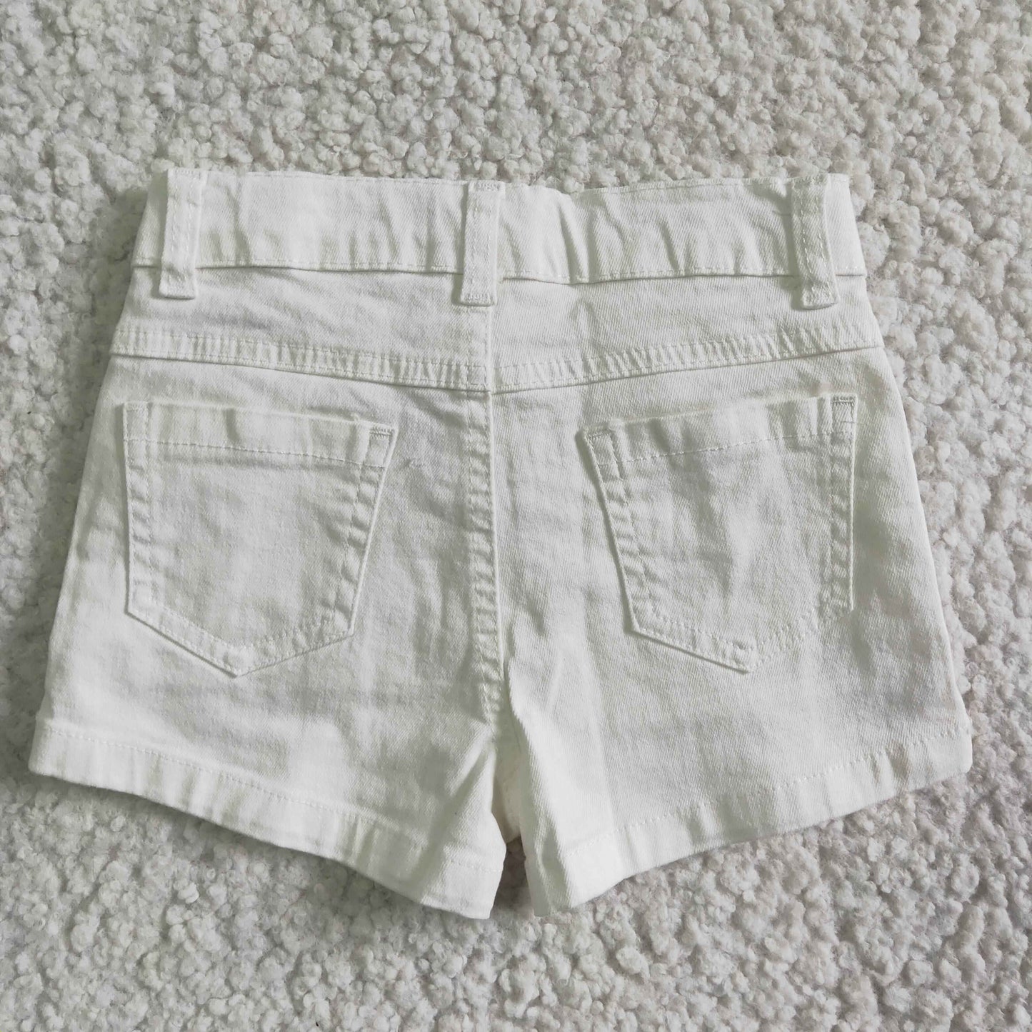 White elastic waistband jeans baby girls denim shorts
