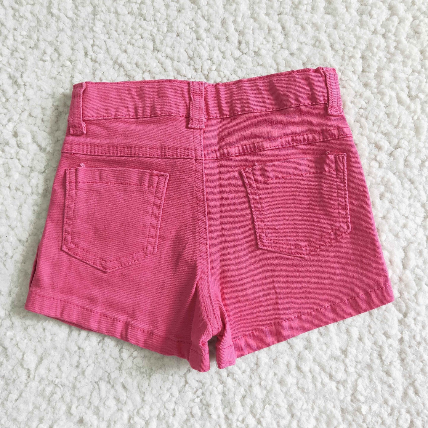 Hot pink elastic waistband jeans baby girls denim shorts
