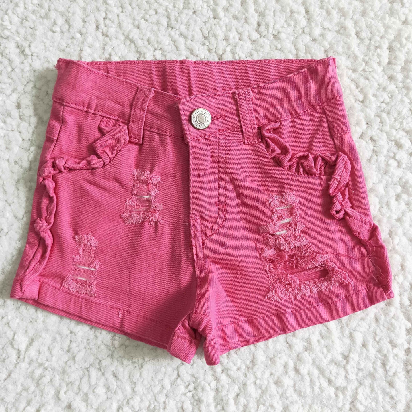 Hot pink elastic waistband jeans baby girls denim shorts