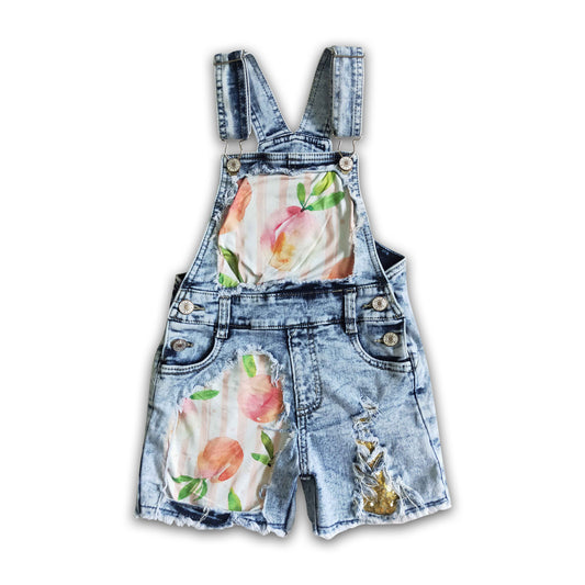 Peach sequin denim jeans baby girls overalls